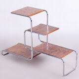 Étagère sur pieds, porte-plantes en chêne et chrome tchèque style Bauhaus, Kovona, Tchéquie, années 1930