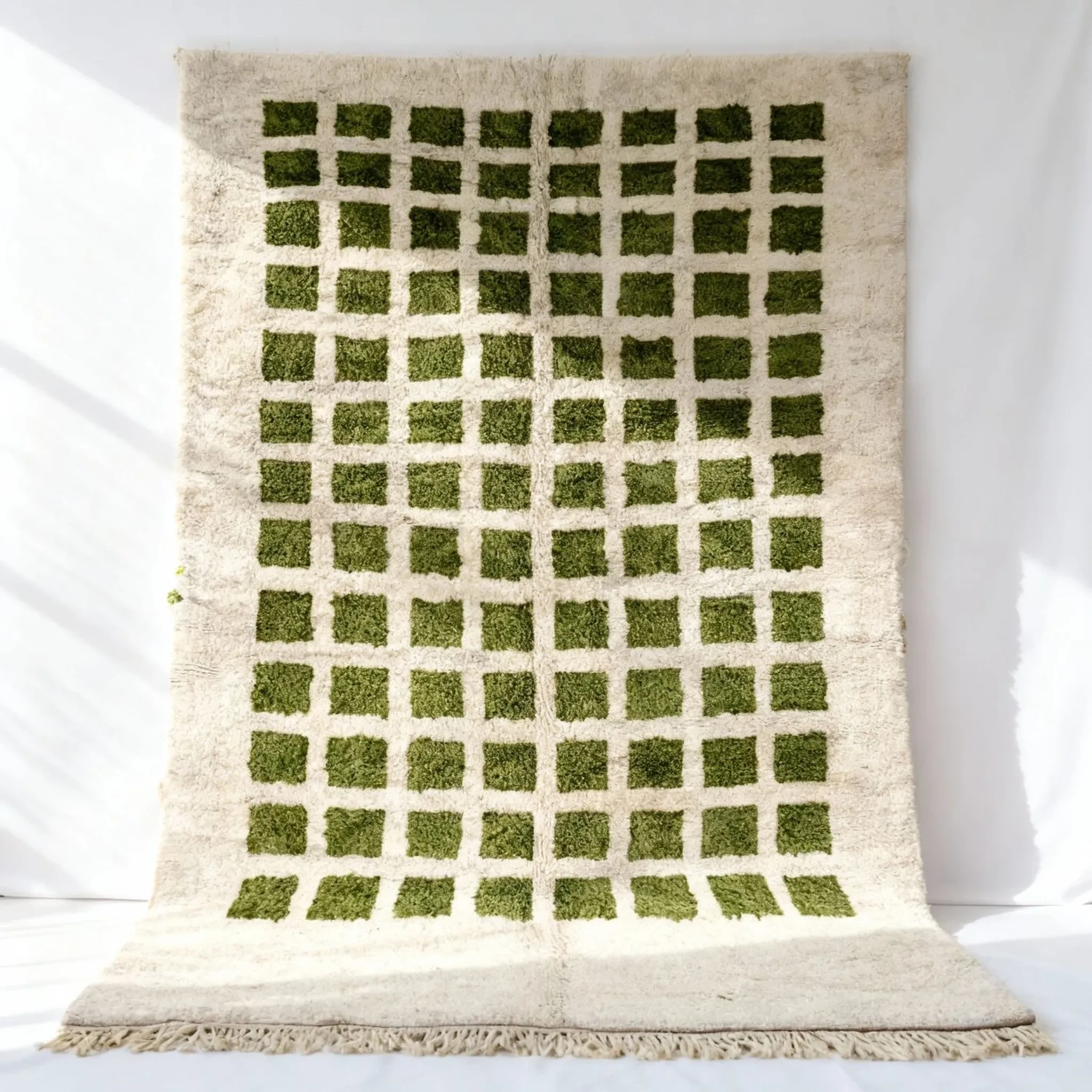 Geometric Wool Rug Shadow Blue Grey — Modern Patterned Berber Rug