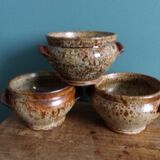 Soup bowls and cups in Puisaye stoneware by Jean-Pierre Prud'homme