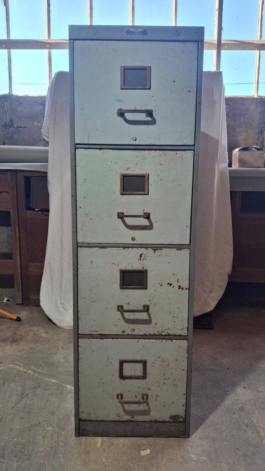 Industrial metal drawer cabinet Y.A. Chauvin Paris 1940s
