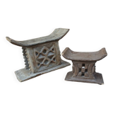 2 African carved wooden stools