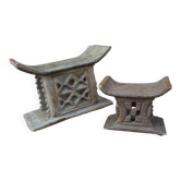 2 African carved wooden stools