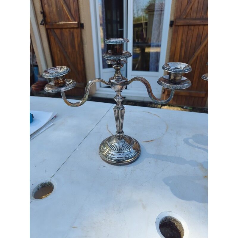 Pair of silver-plated candelabra