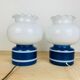 Pair of space age 70 opaline lamps and blue glass