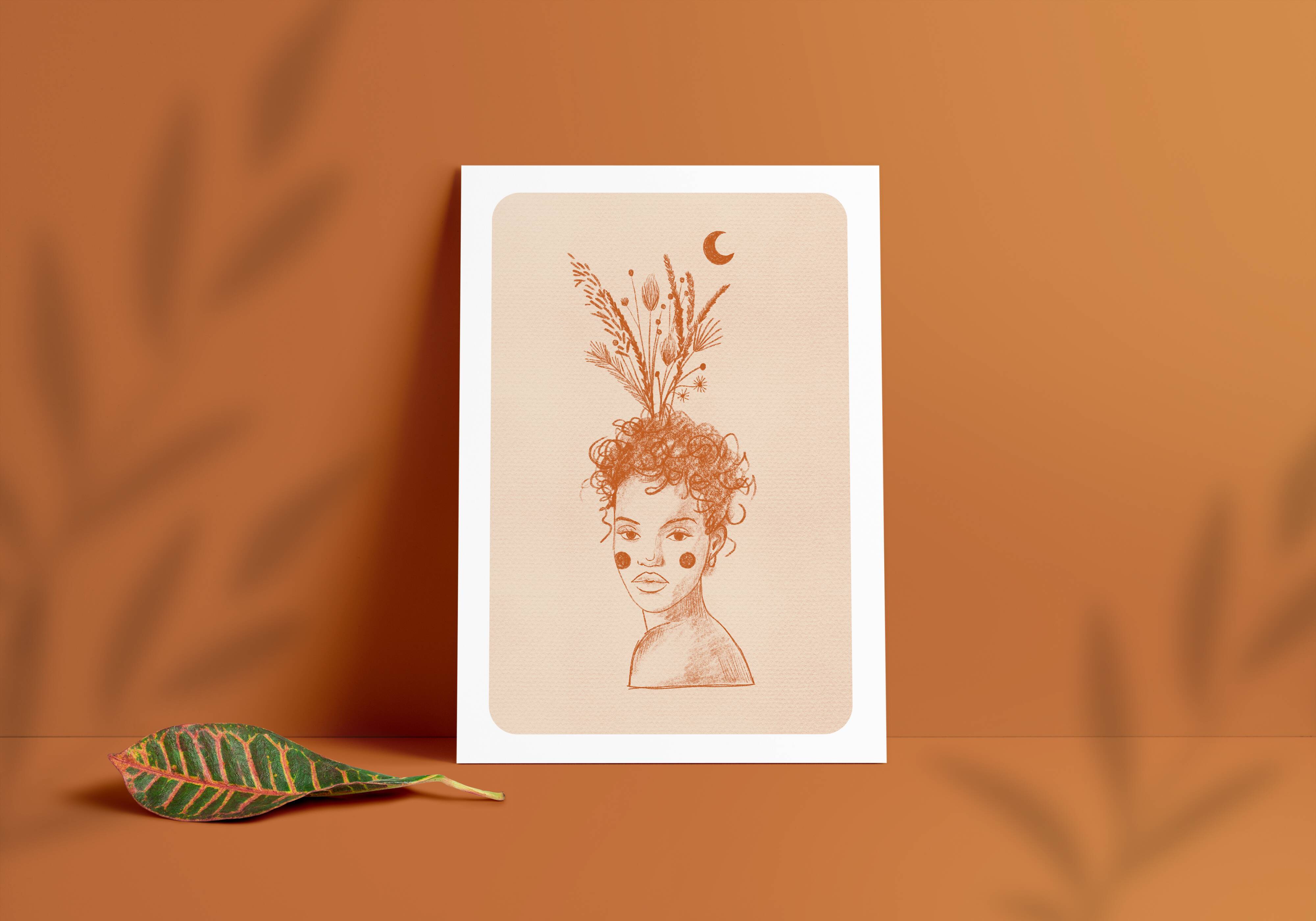 Illustration "Romantic face vase" A4