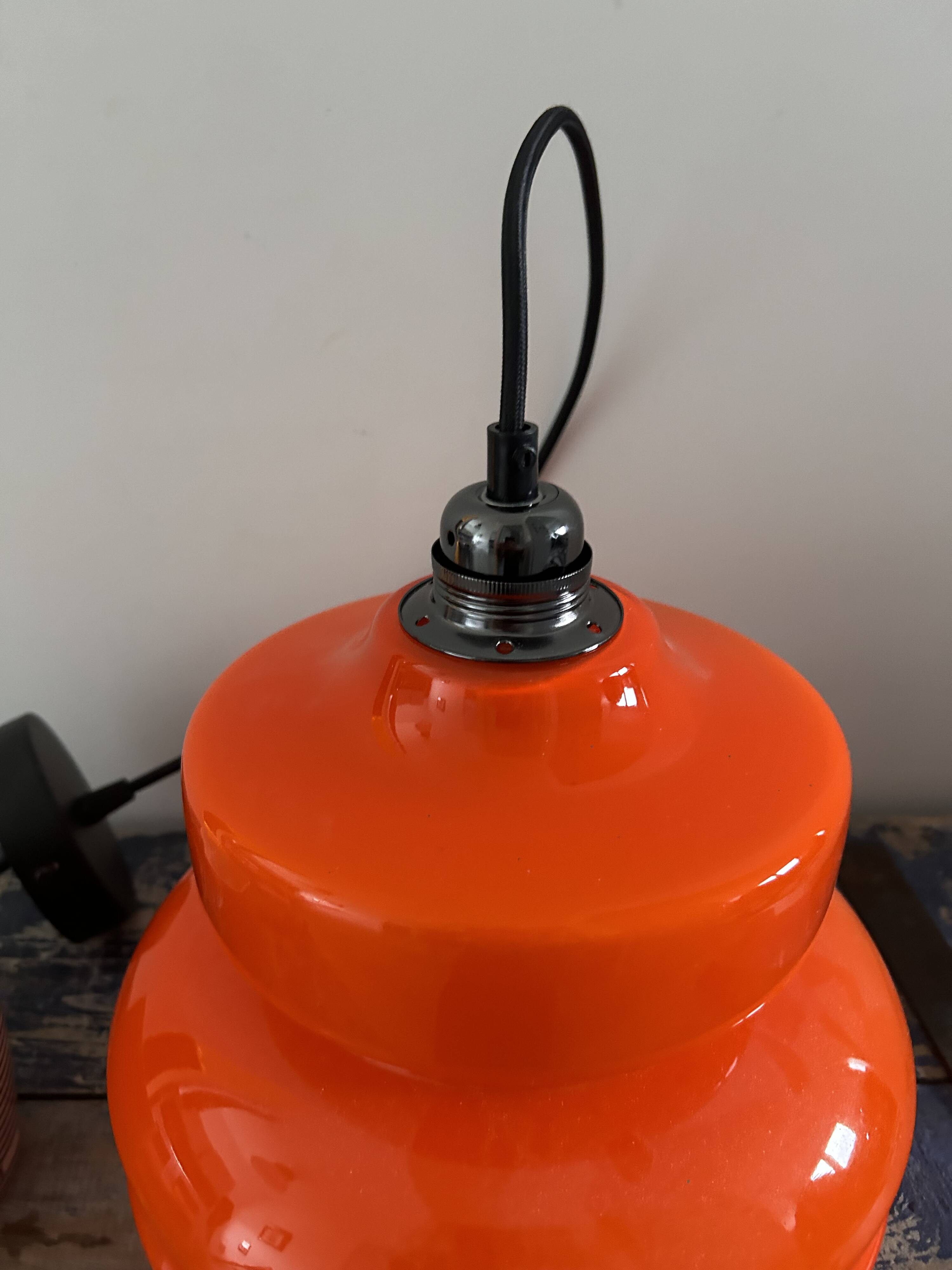 Vintage pendant light in orange opaline