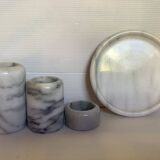 Trio of marble candle holders with stand