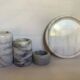 Marble candlestick trio with holder