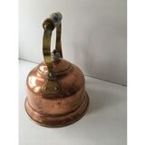 Old teapot in mixed copper and elements (handle and cap) in painted ceramic.
