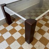Chrome wood and smoked glass coffee table from the 70s
