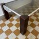 Table basse chromée bois et verre fumé années 70