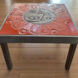 Coffee table end of sofa Roger Capron and Jean Derval ceramic 70s sun model