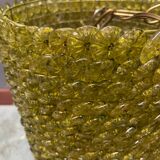 Olive Green Murano Glass Flower Light Pendants Set of 2