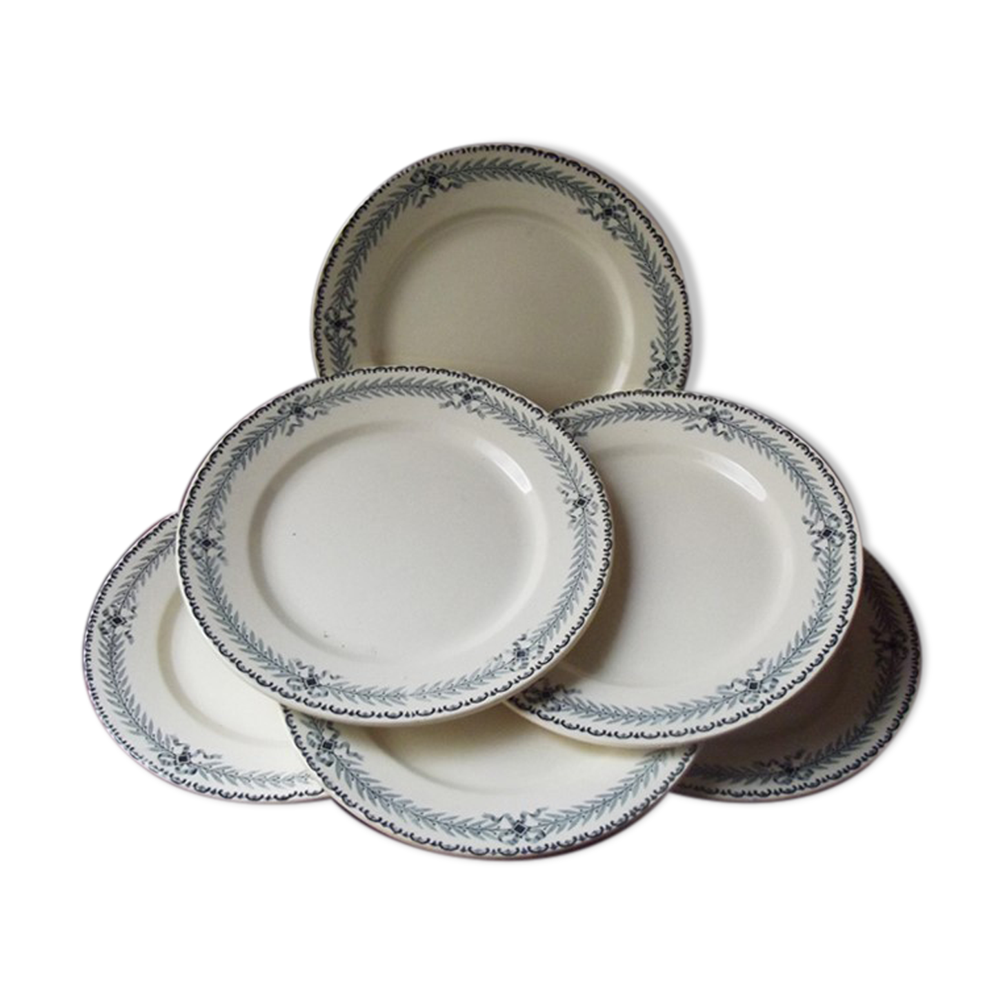 Suite of 18 flat plates Choisy-le-Roi, Chinon décor