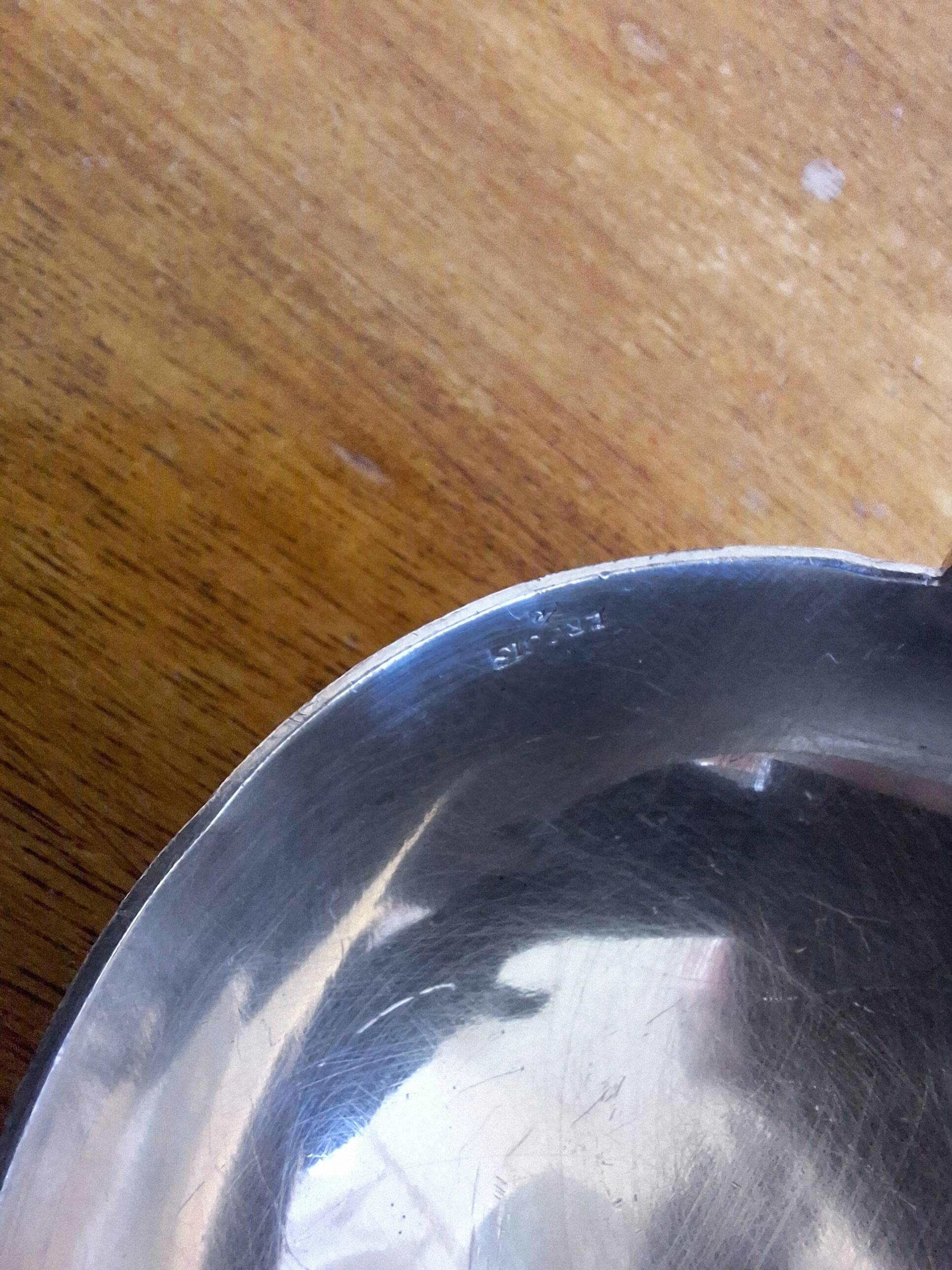Small Ercuis ladle with silver-plated metal pouring spout