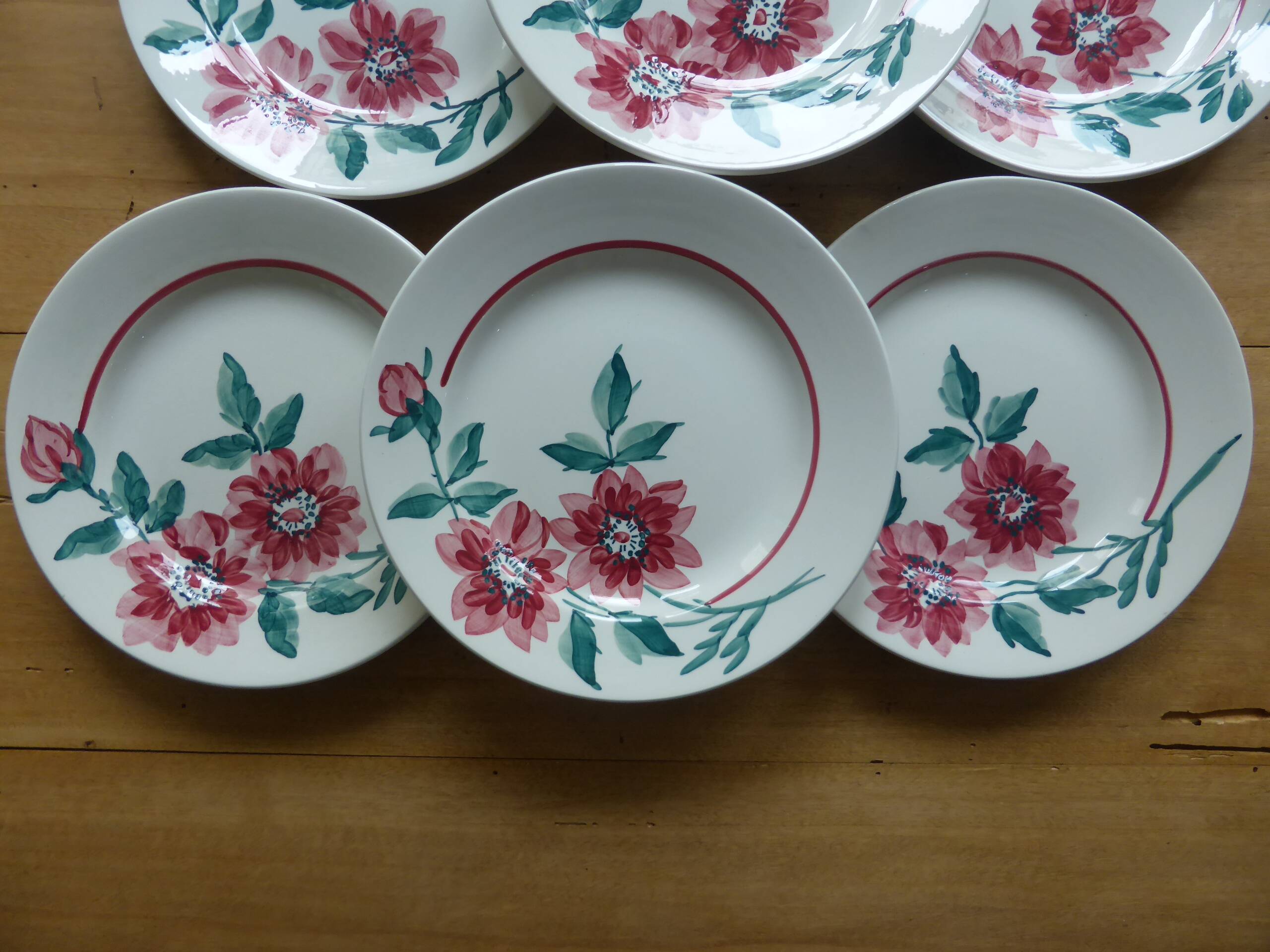 6 Sarreguemines dinner plates, Monceau pattern 200210