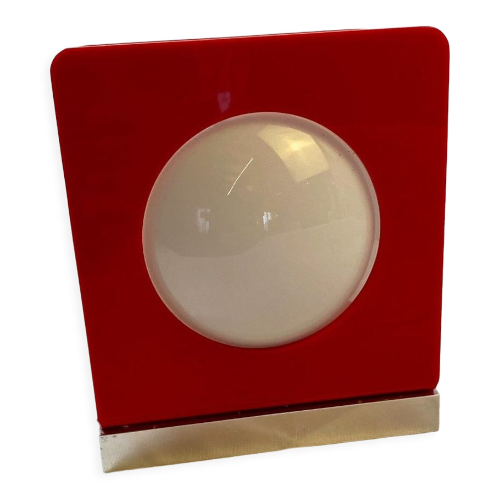 Wall lamp from the 60s in red plastic with white globe