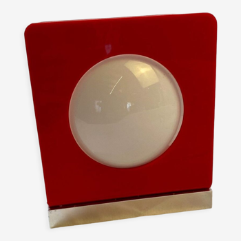 Wall lamp from the 60s in red plastic with white globe