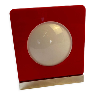 Wall lamp from the 60s in red plastic with white globe
