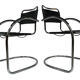 Set of 4 bauhaus cantilever chairs black leather and chrome design