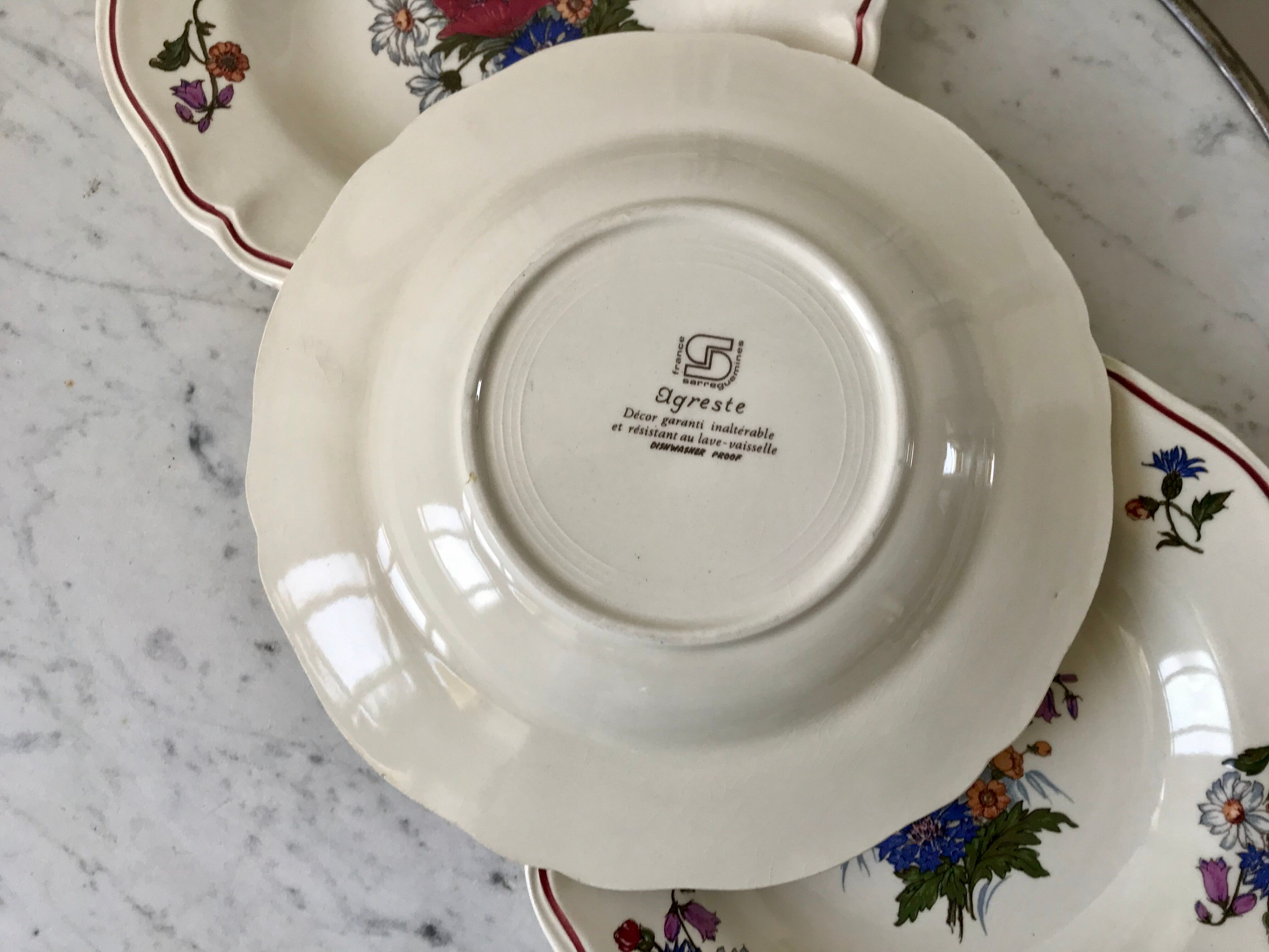 set of 6 flat plates Terre de Fer St Amand model "Molière" XXth