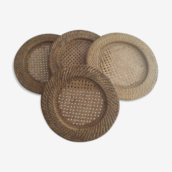 Lot de 4 assiettes en osier