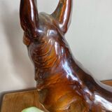 Iridescent ceramic wolf dog, Hubert Béquet