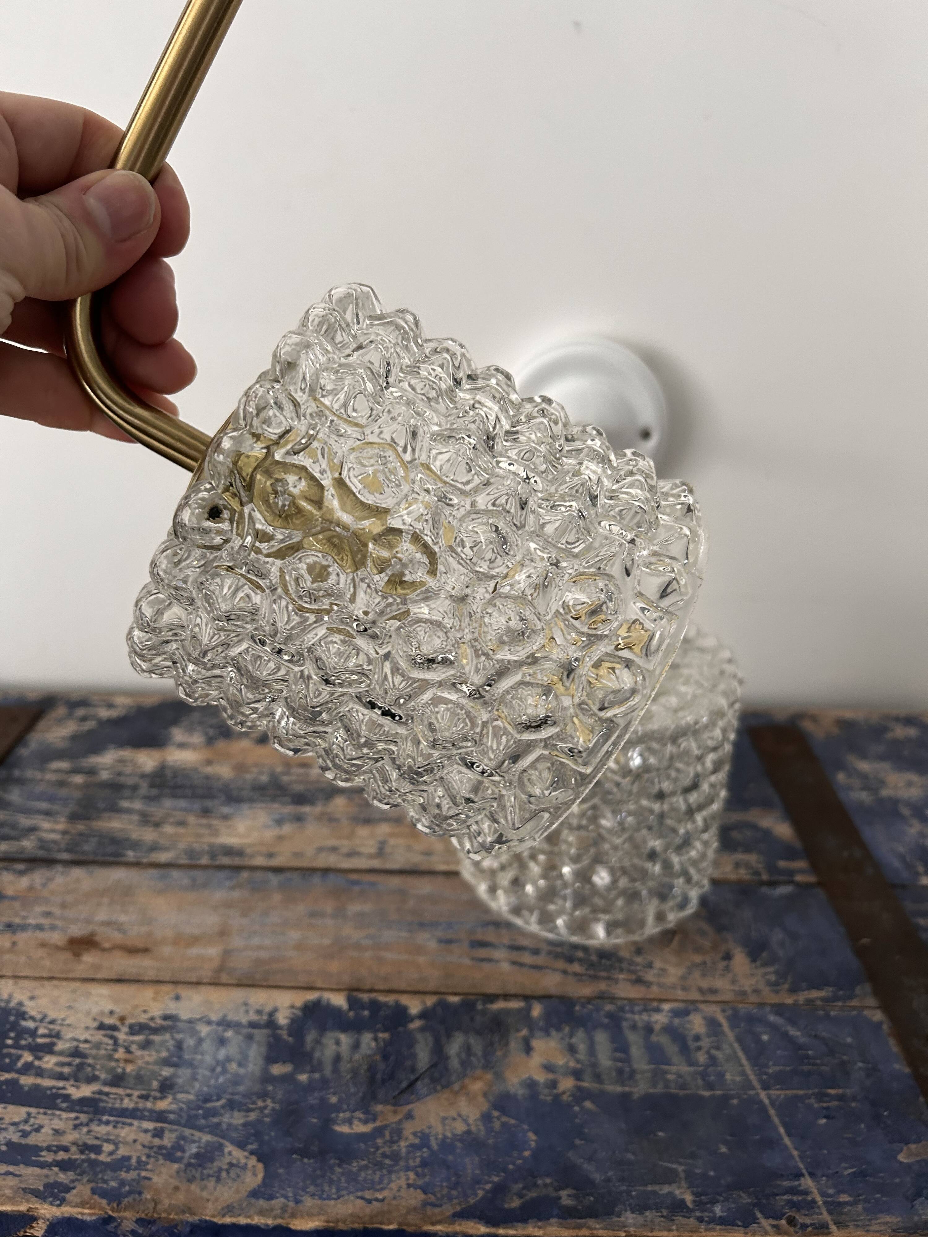 Pair of vintage chiseled glass wall lights