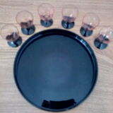 Art Deco port liqueur service tray - glasses