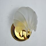 Shell wall lamp, opaque glass, italy, 1980