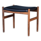 Rosewood Stool with Black Leather Seat, Denmark, 1960s