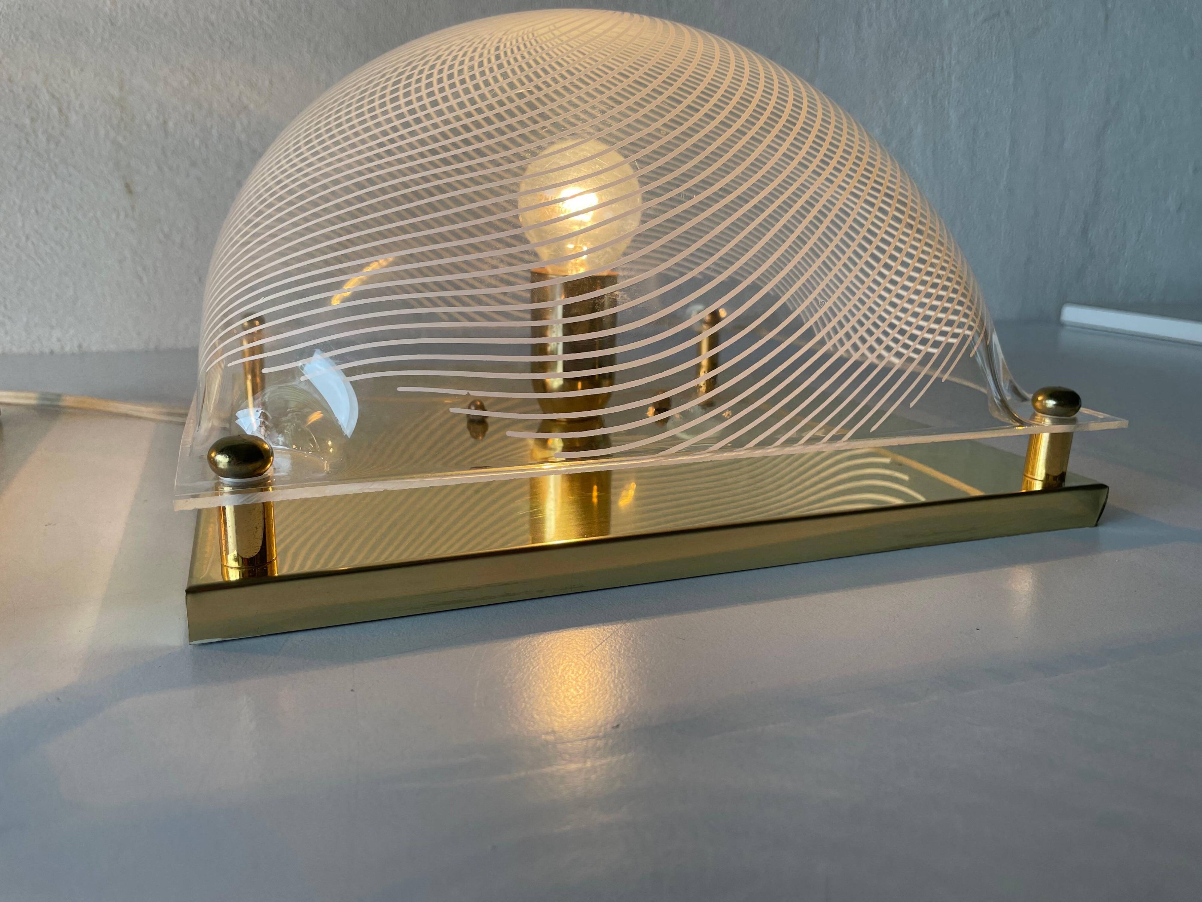 Pair of wall lights or flush mounts in plexiglass by Leola, 1970s, Germany.
