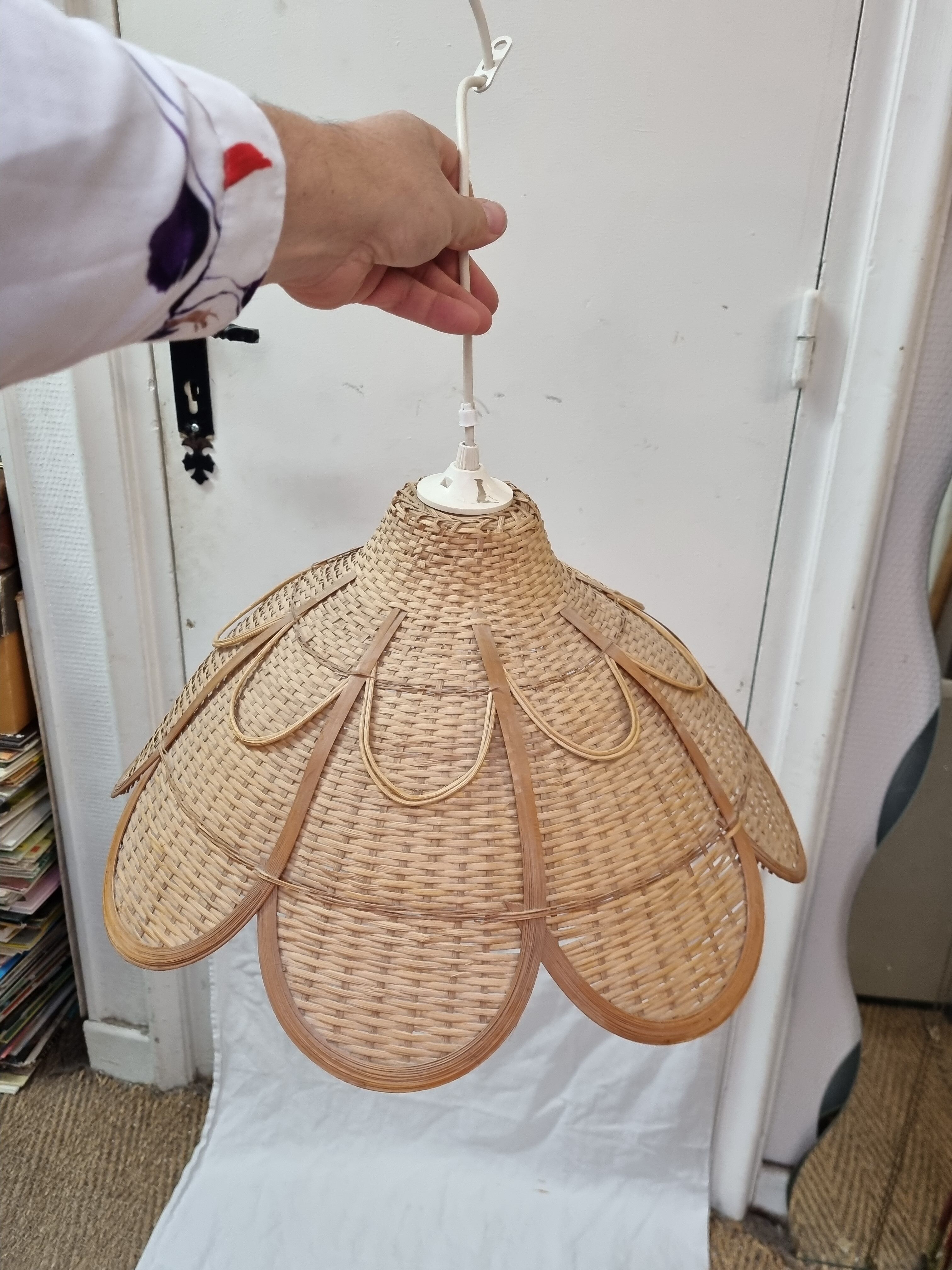 Rattan flower ceiling lamp, 1980