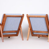 Pair of restored art deco armchairs designed by Jan Vanek, ash, czechia, 1940s