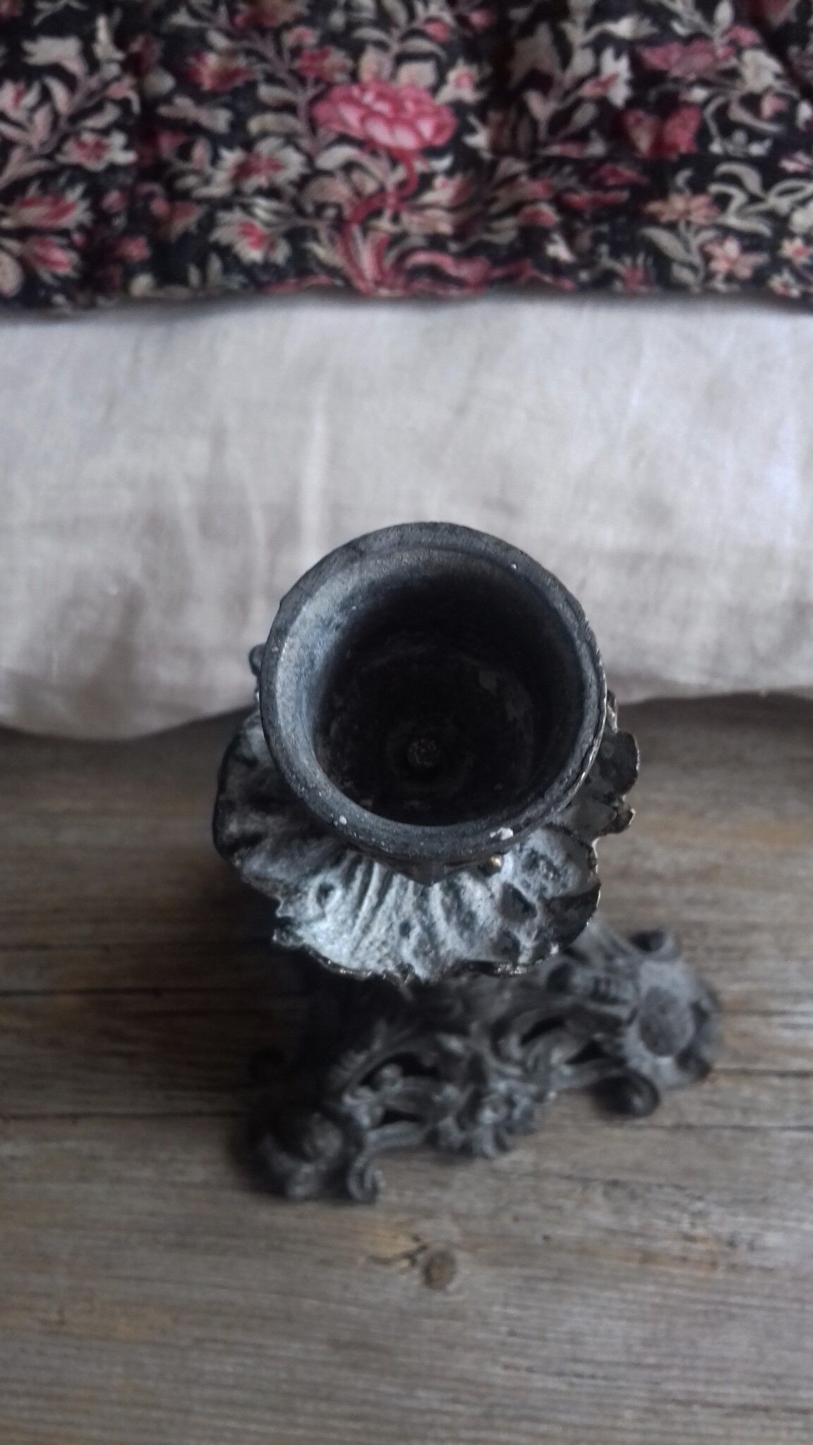 Grey cherub church torch candlestick