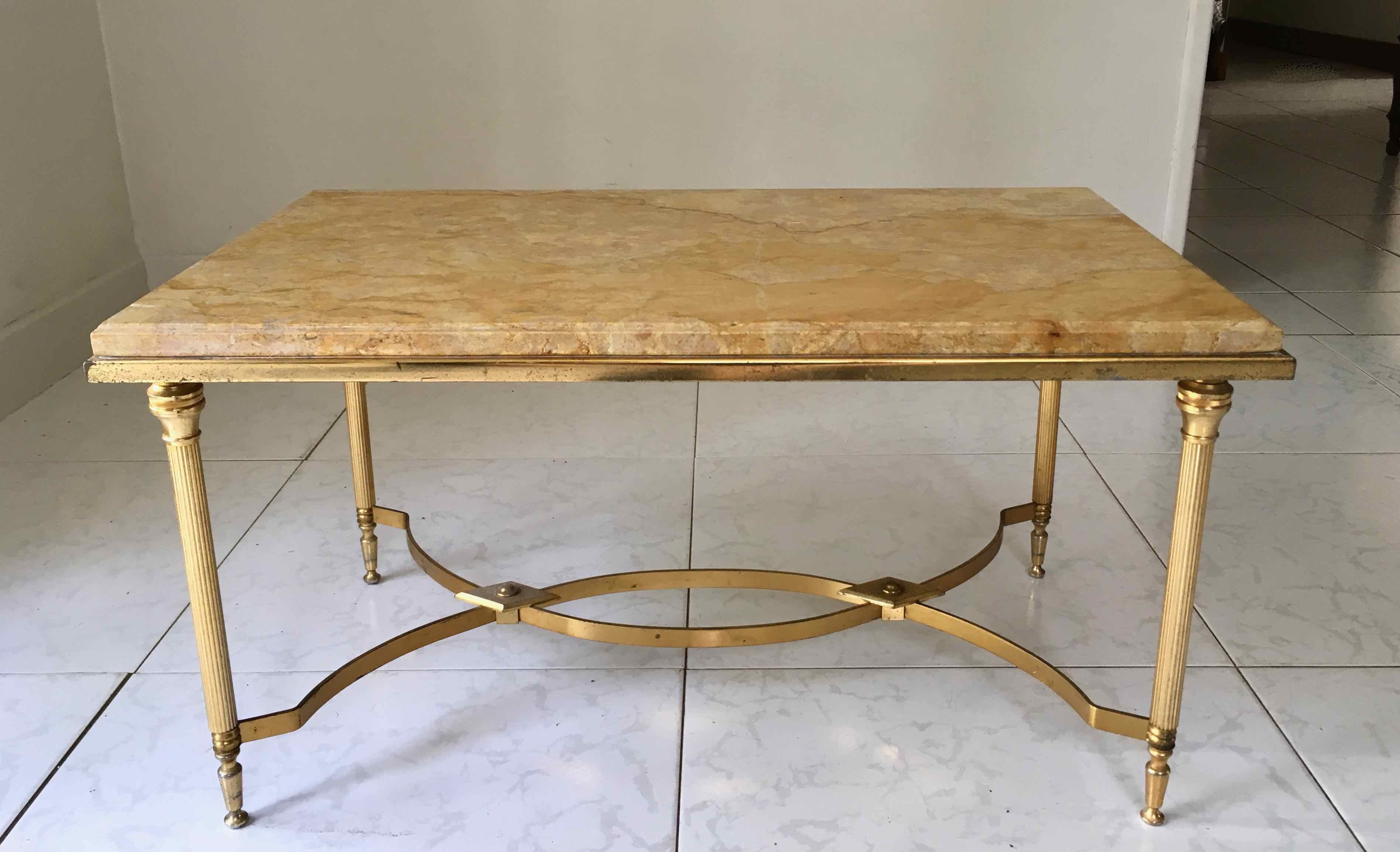 Marble and gilded metal coffee table
