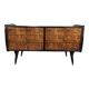1950s six-drawer chest of drawers with glass top