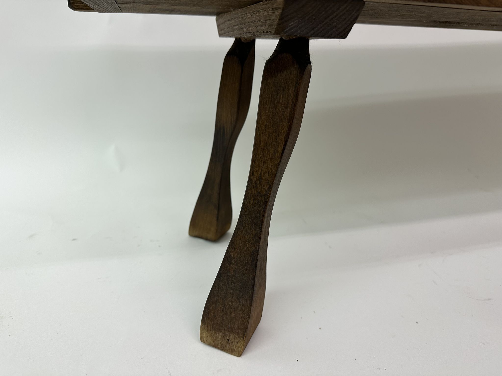 Brutalist solid wooden flower plante, 1970's