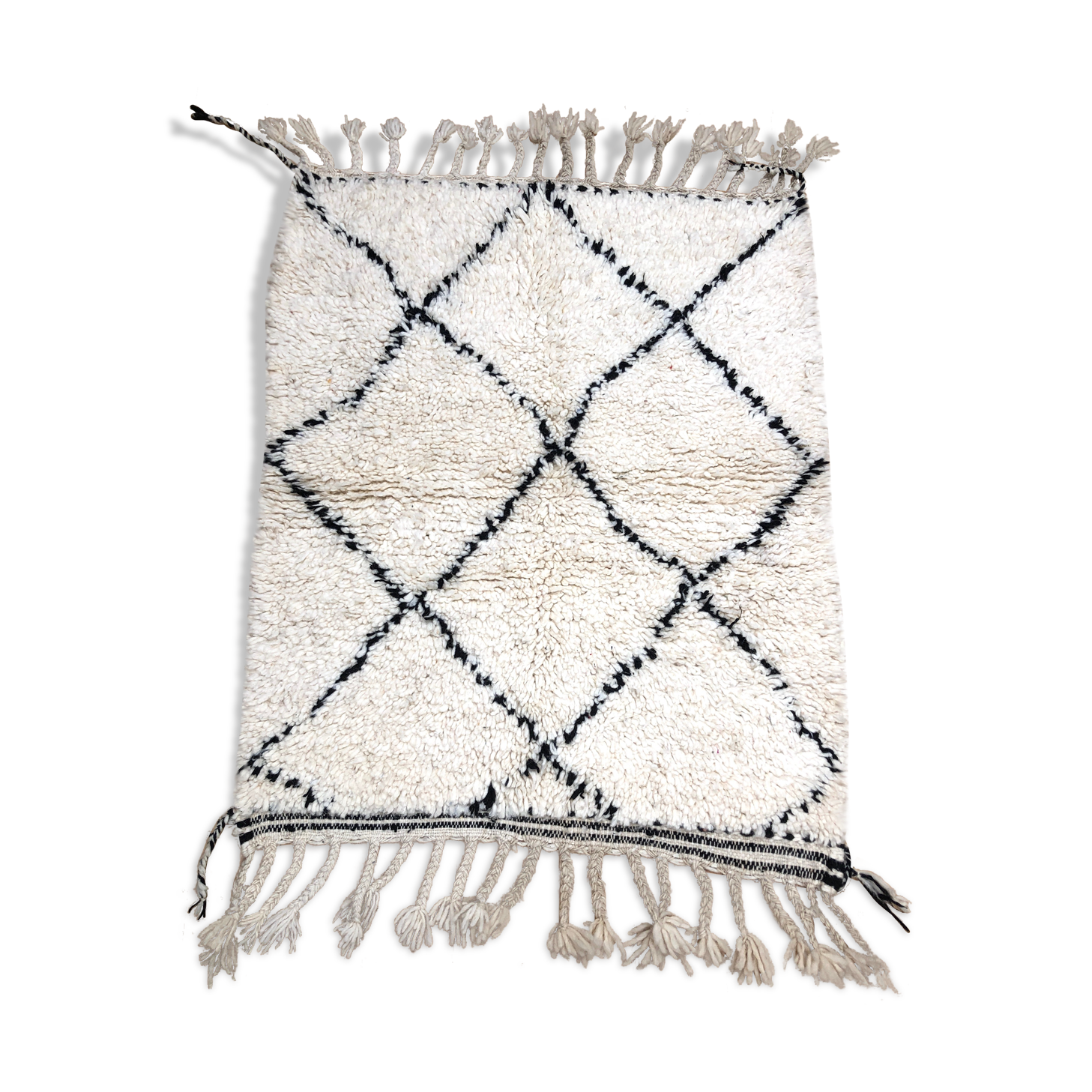 Moroccan Berber carpet Beni Ouarain with black diamonds 1,19x0.97m