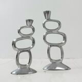 Pair of Matthew Hilton Circle Candlesticks