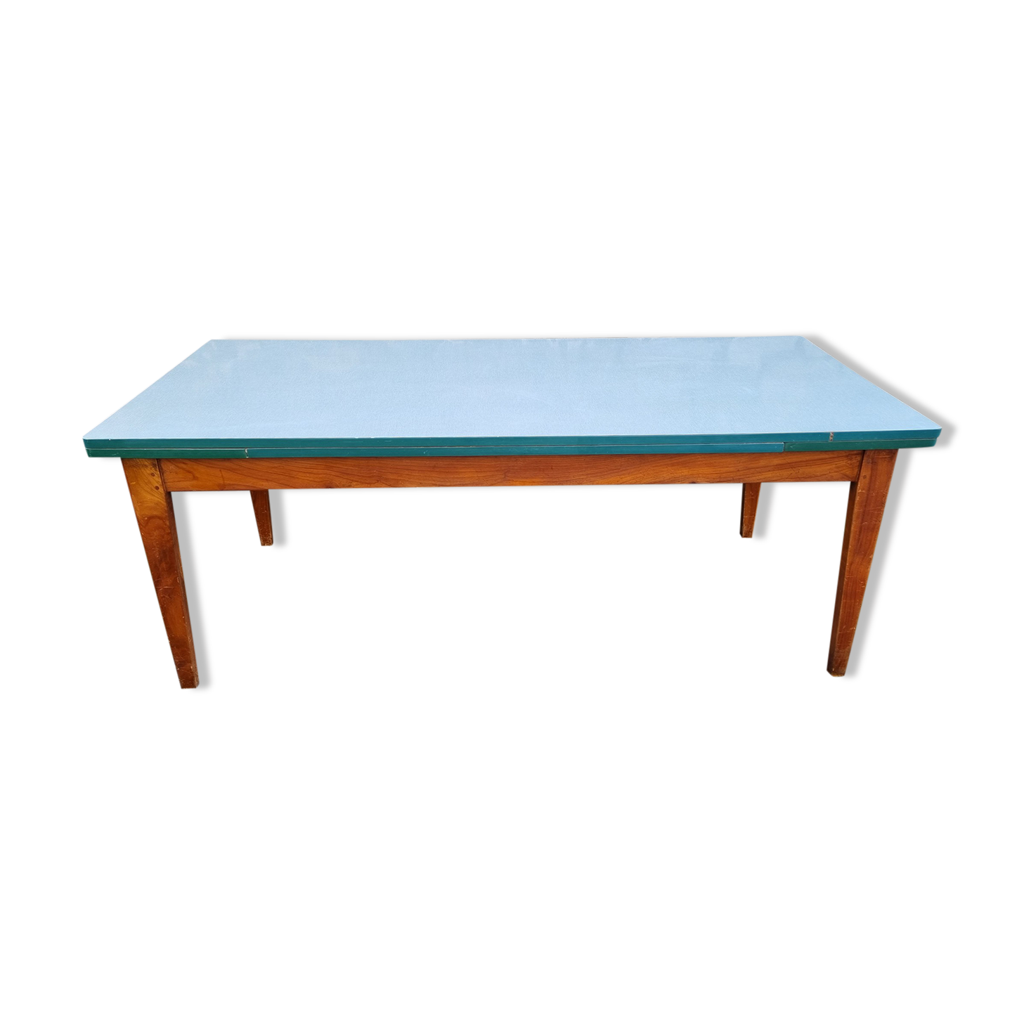 Green formica farmhouse table, vintage, 50s