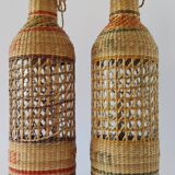 Vintage Wicker Woven Bottles Origin Vietnam