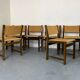 Chaises rustiques modernistes en bois et corde de papier, années 1970, lot de 6