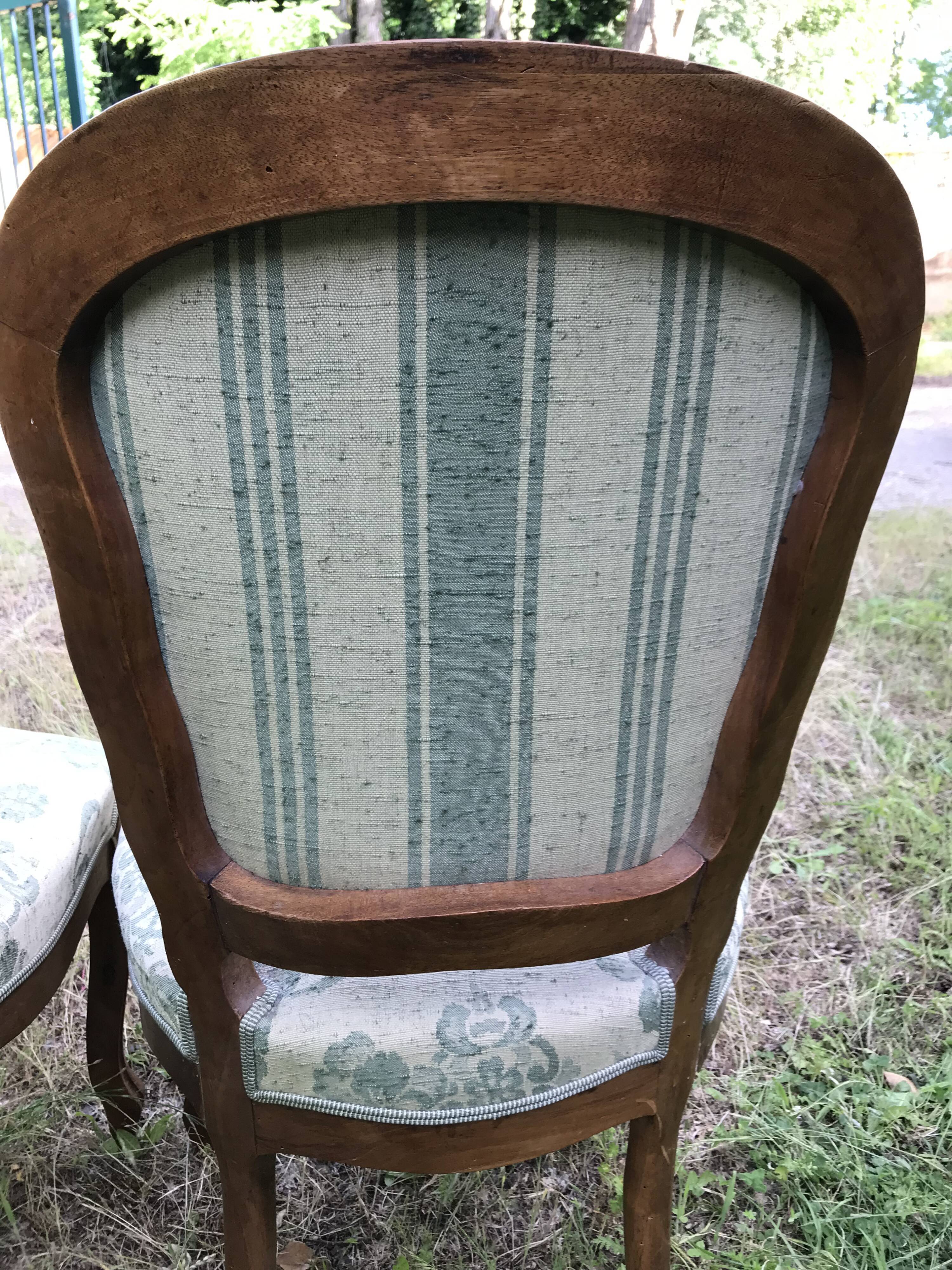 4 chairs Louis XV Walnut