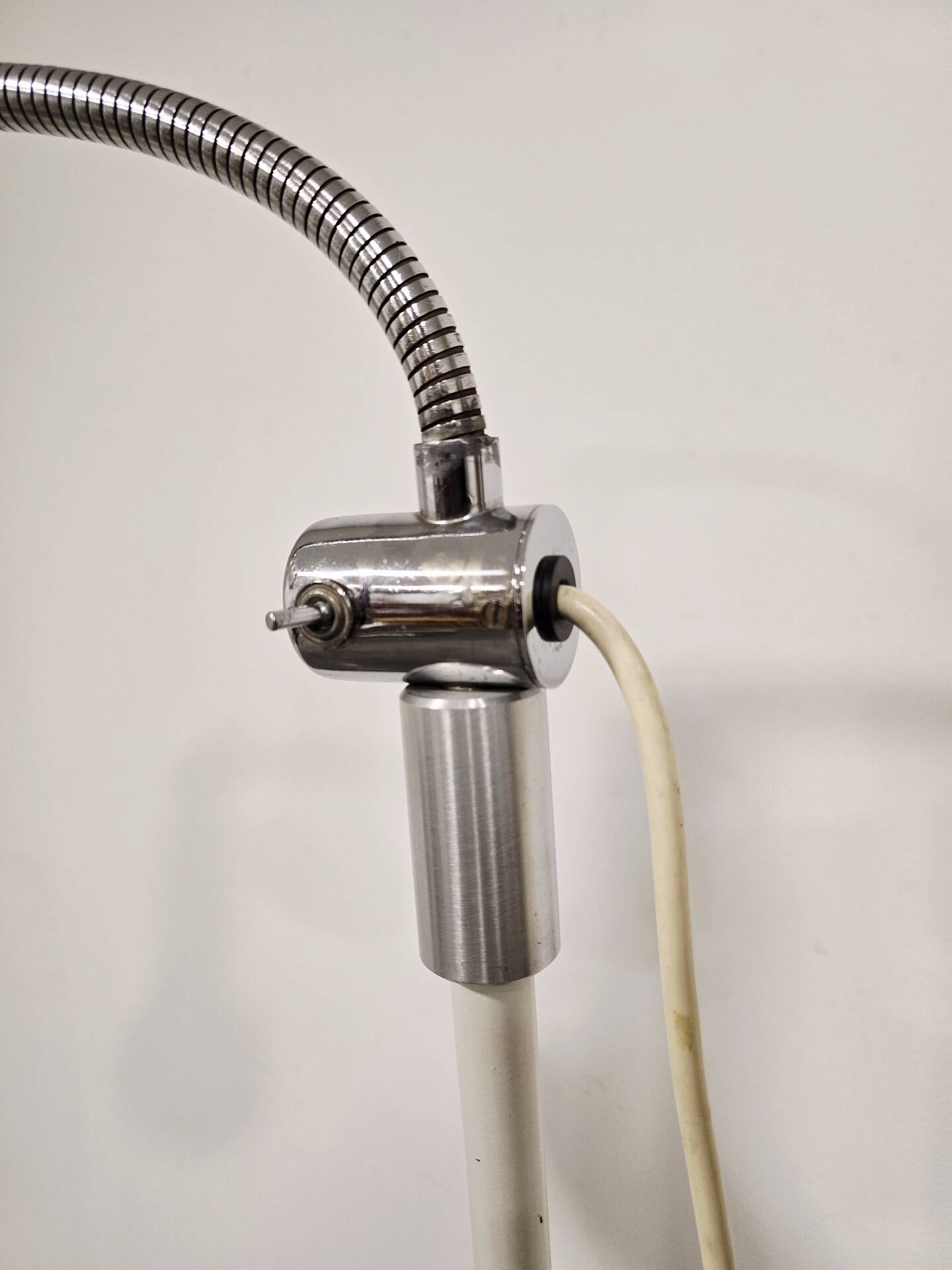 70s Gooseneck Metal Floor Lamp, Adjustable Height Tripod Base