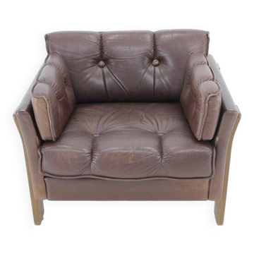 1970s Brown Leather armchair, Denmark