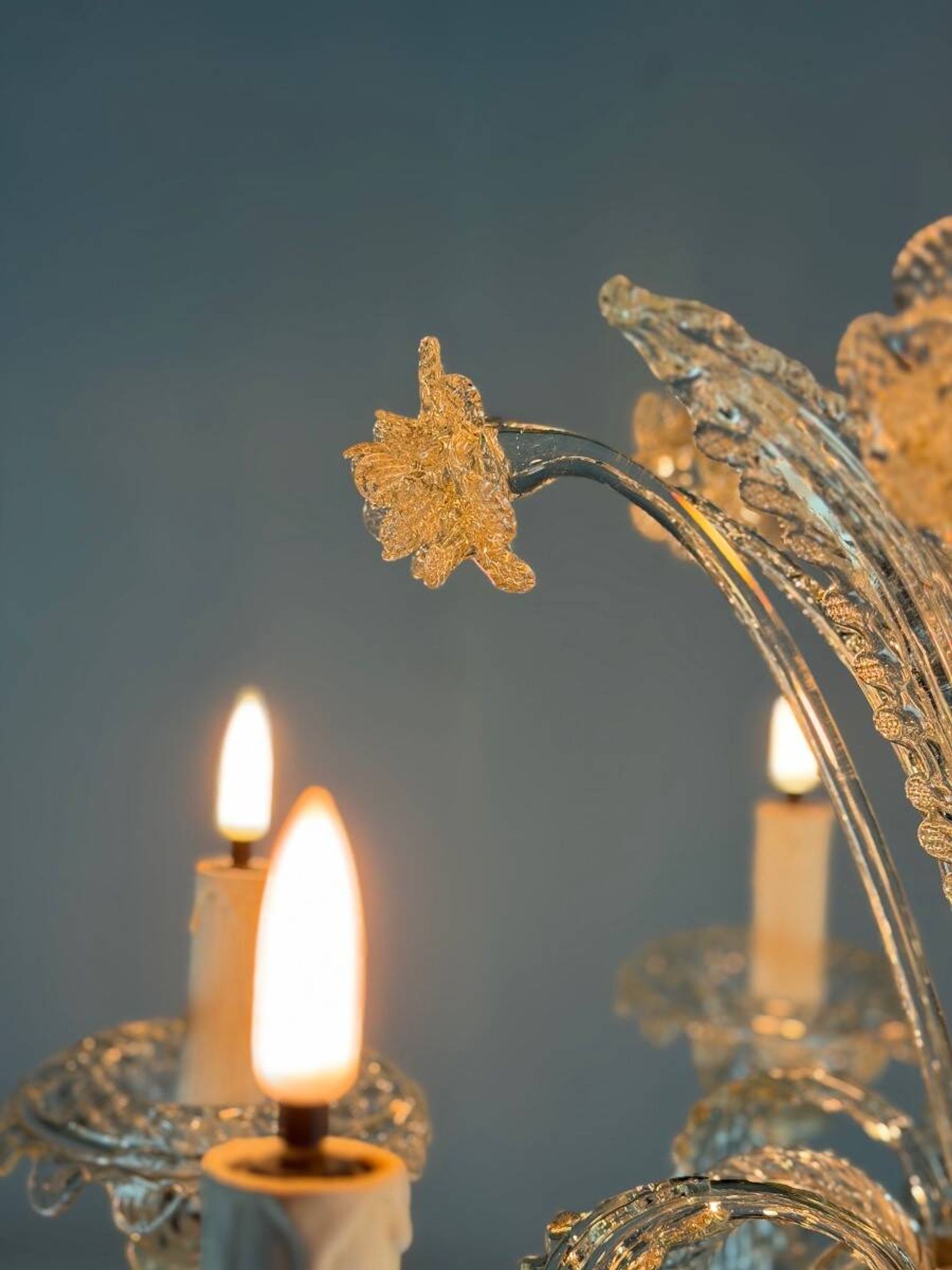 Venetian chandelier in gilded Murano glass, circa 1950