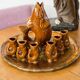 Brown glass and porcelain fish service, mid-20th century, Europe, 1960s