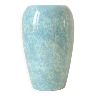 Vase en céramique bleue irisée