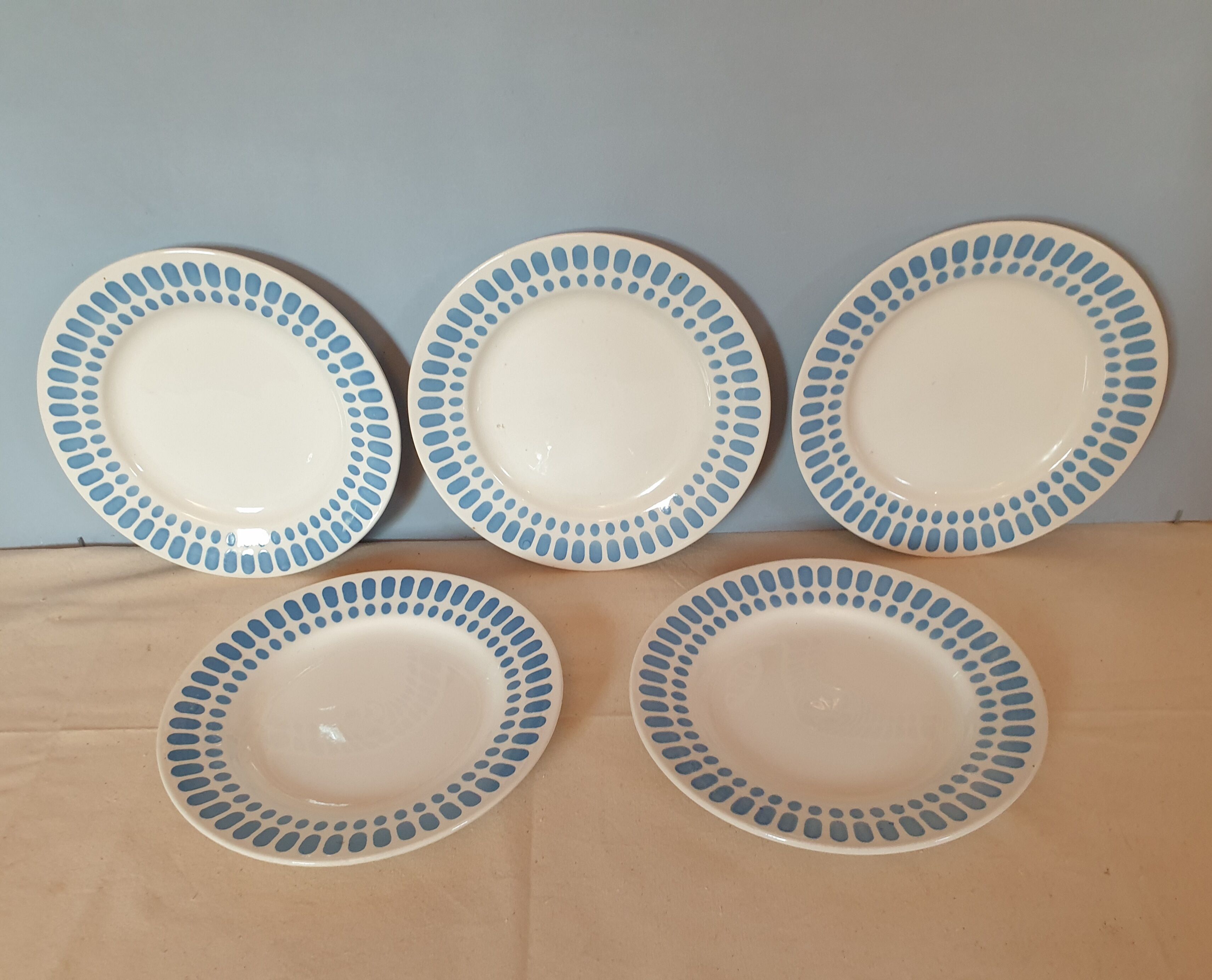 Suite of 5 flat plates Digoin Saarguemines